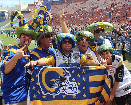 Celebrating after a victory at the Coliseum